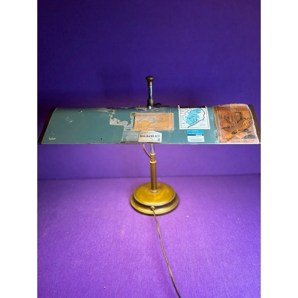 Unique Vintage MCM Banker's Kennedy Style Lamp w/ Provenance/Clippings